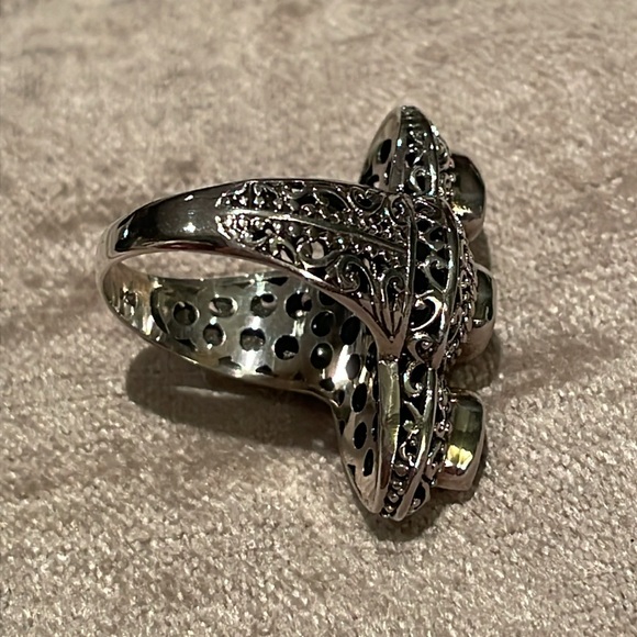 Purple Amethyst Sterling Silver Ring 925 Ornate Setting Size 8 - Picture 3 of 10